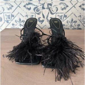 ZARA BLACK FEATHER HEEL